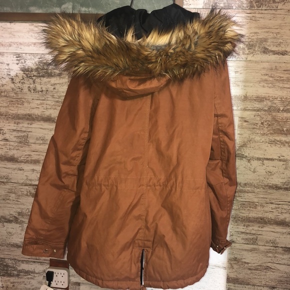 Forever 21 brown winter jacket size small thick winter jacket fur lined … - Picture 11 of 11